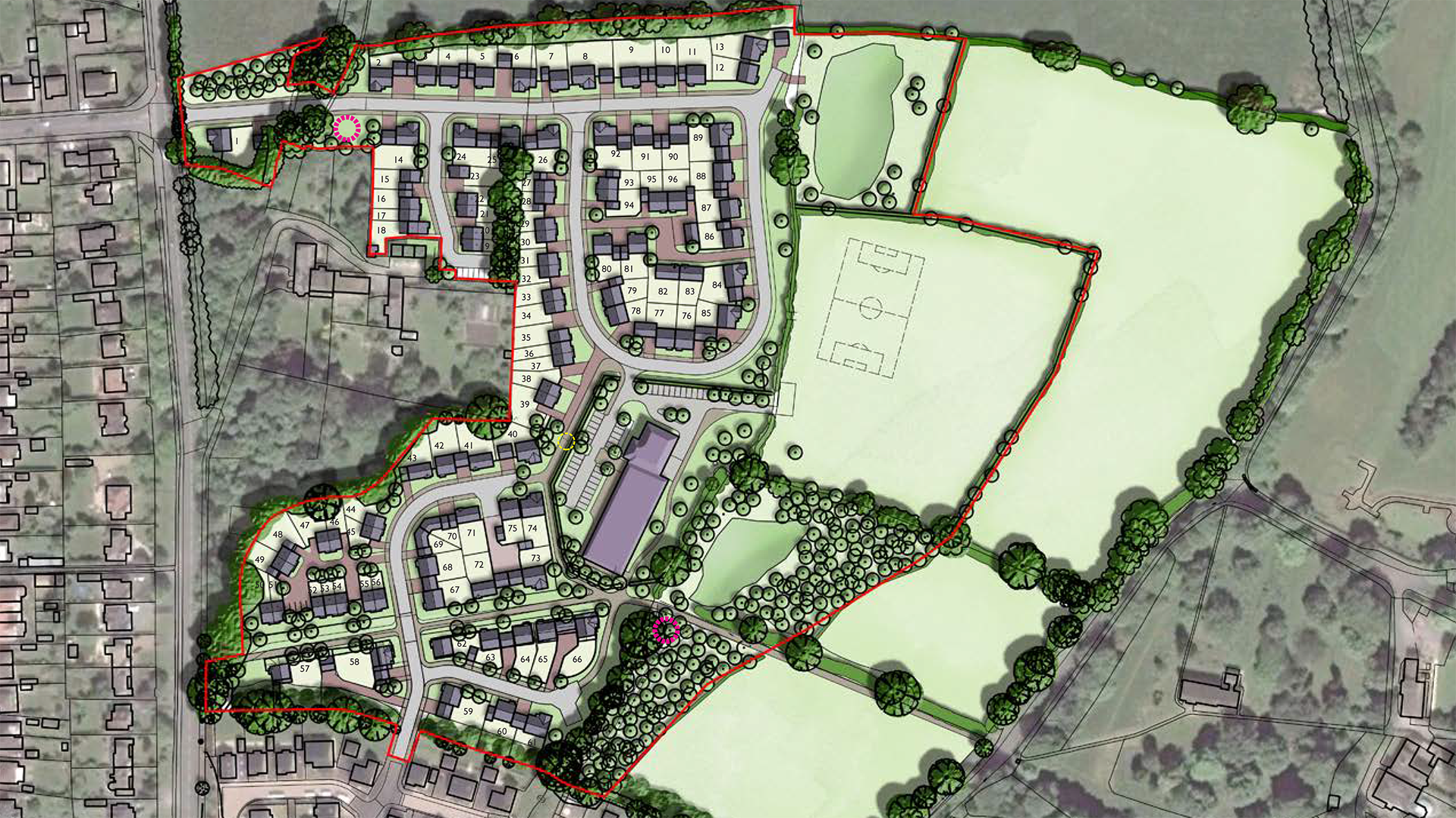 Adel, Leeds promoting land through planning. Masterplan diagram.