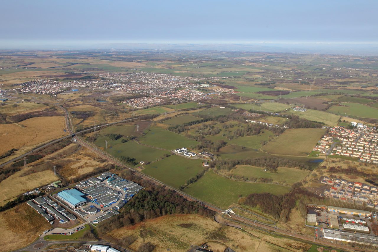 Strategic land promotion in Bathgate. Aerial view.