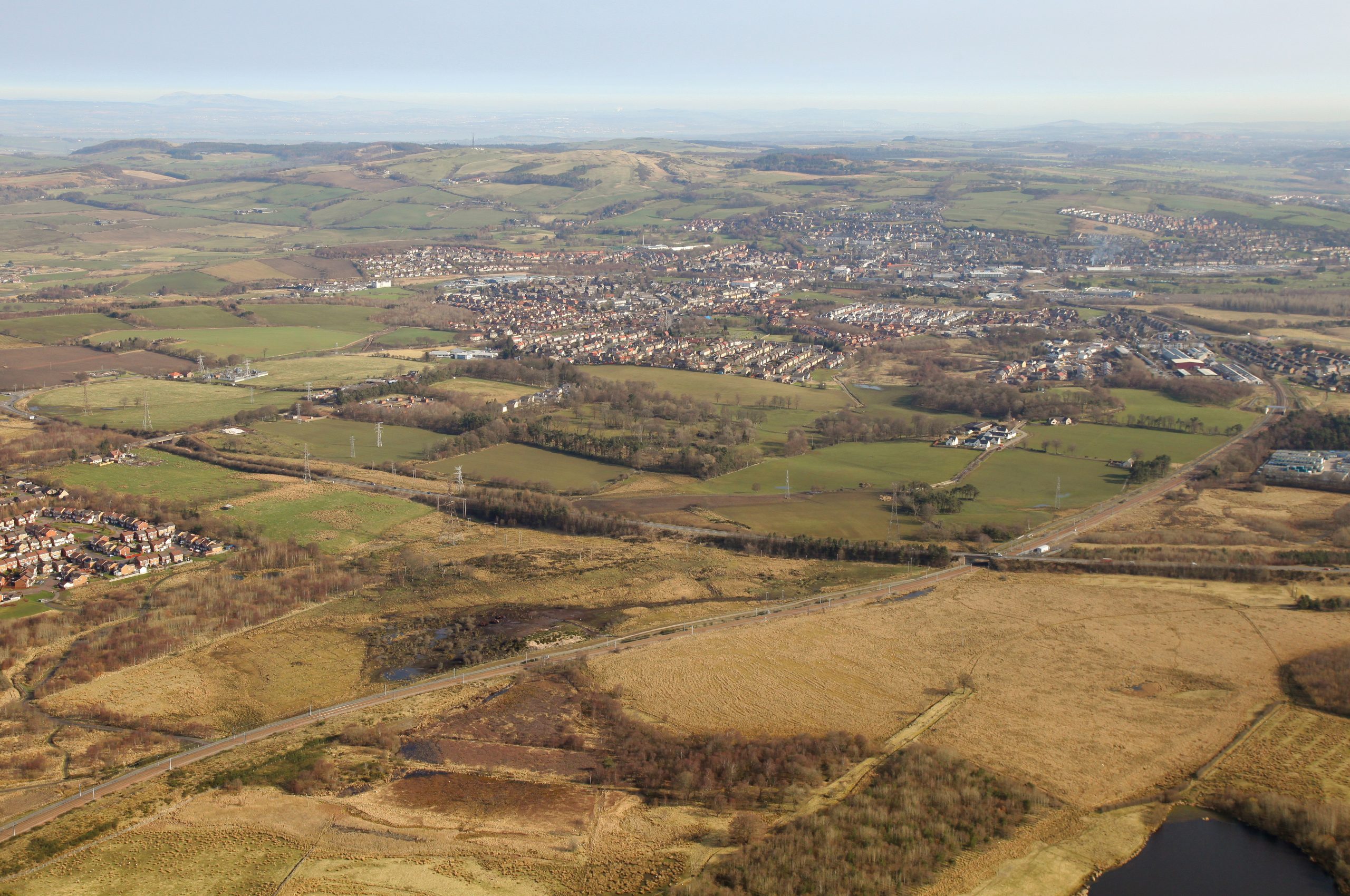 Strategic land promotion in Bathgate. Aerial view.
