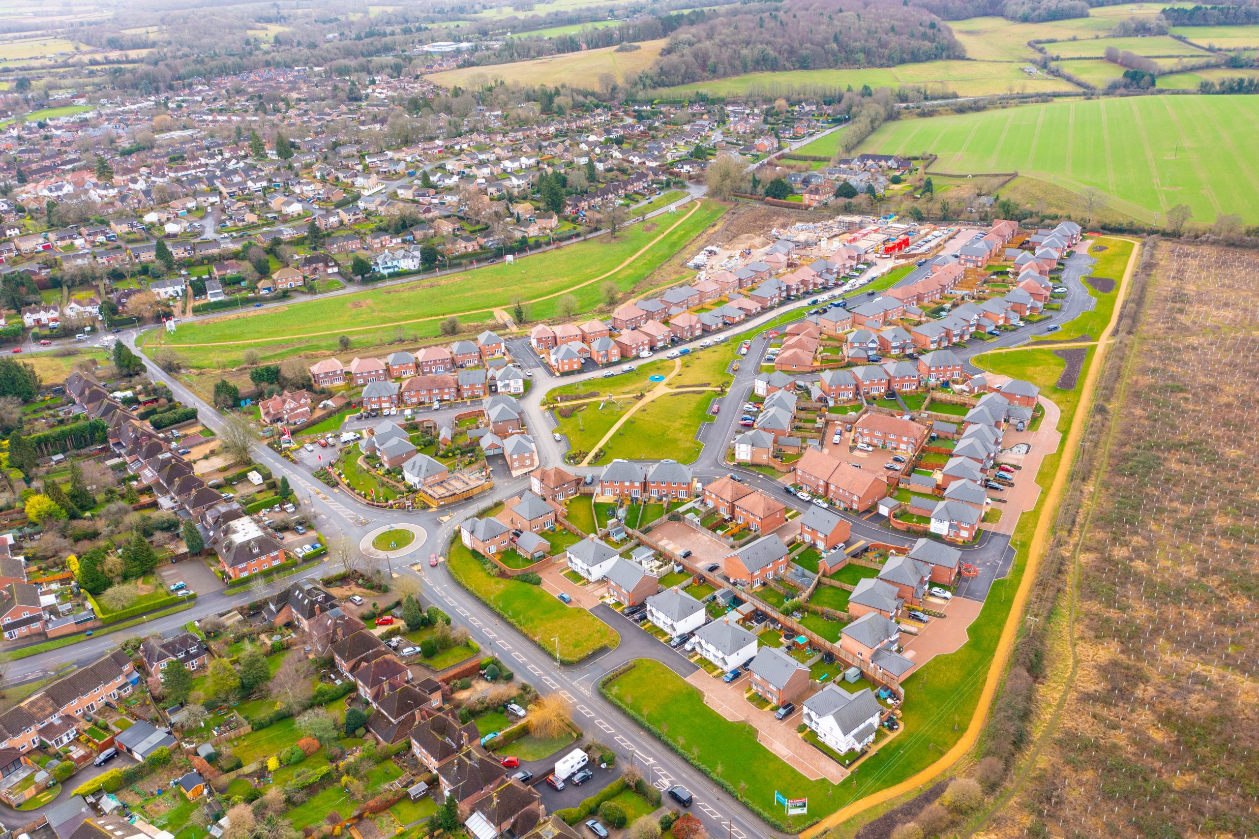 New homes in Alton, Hampshire promoted by Hallam Land. Aerial.
