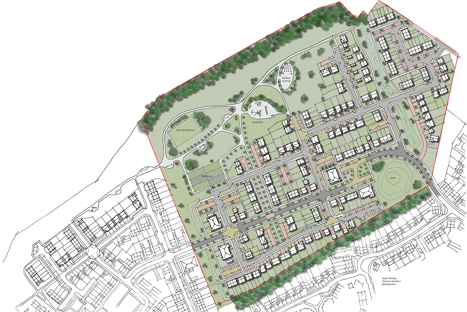 Bilston, Midlothian land planning applications. Masterplan diagram.