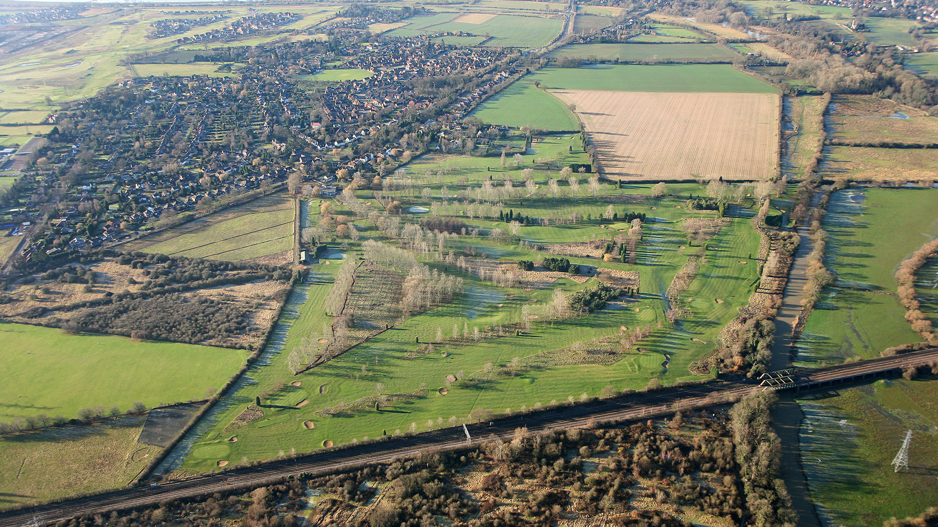 Golf course, aerial view.