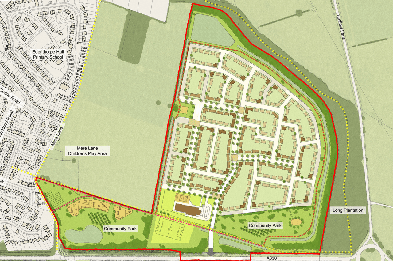 Outline of strategic land promotion in Doncaster. Map plan.