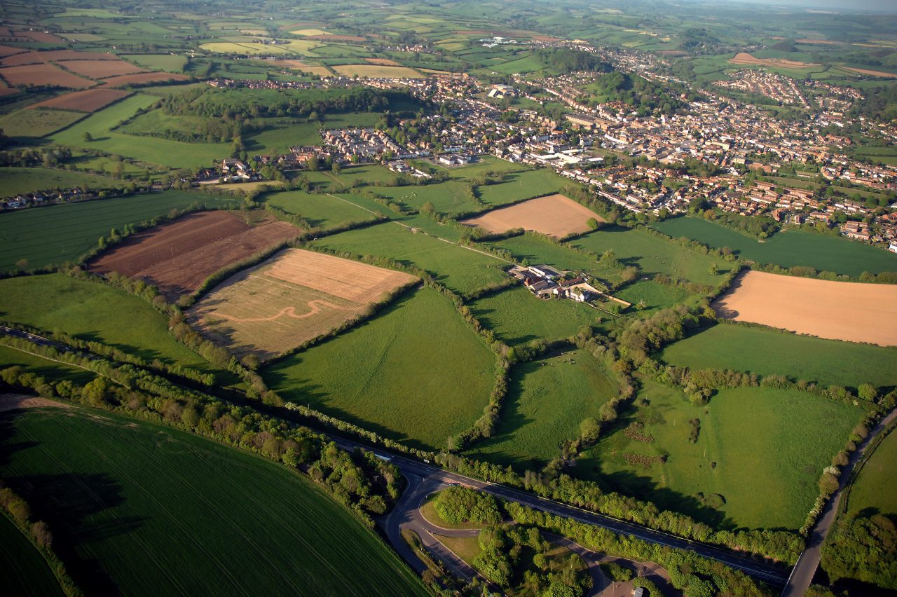 Strategic land at Bridport. Aerial.