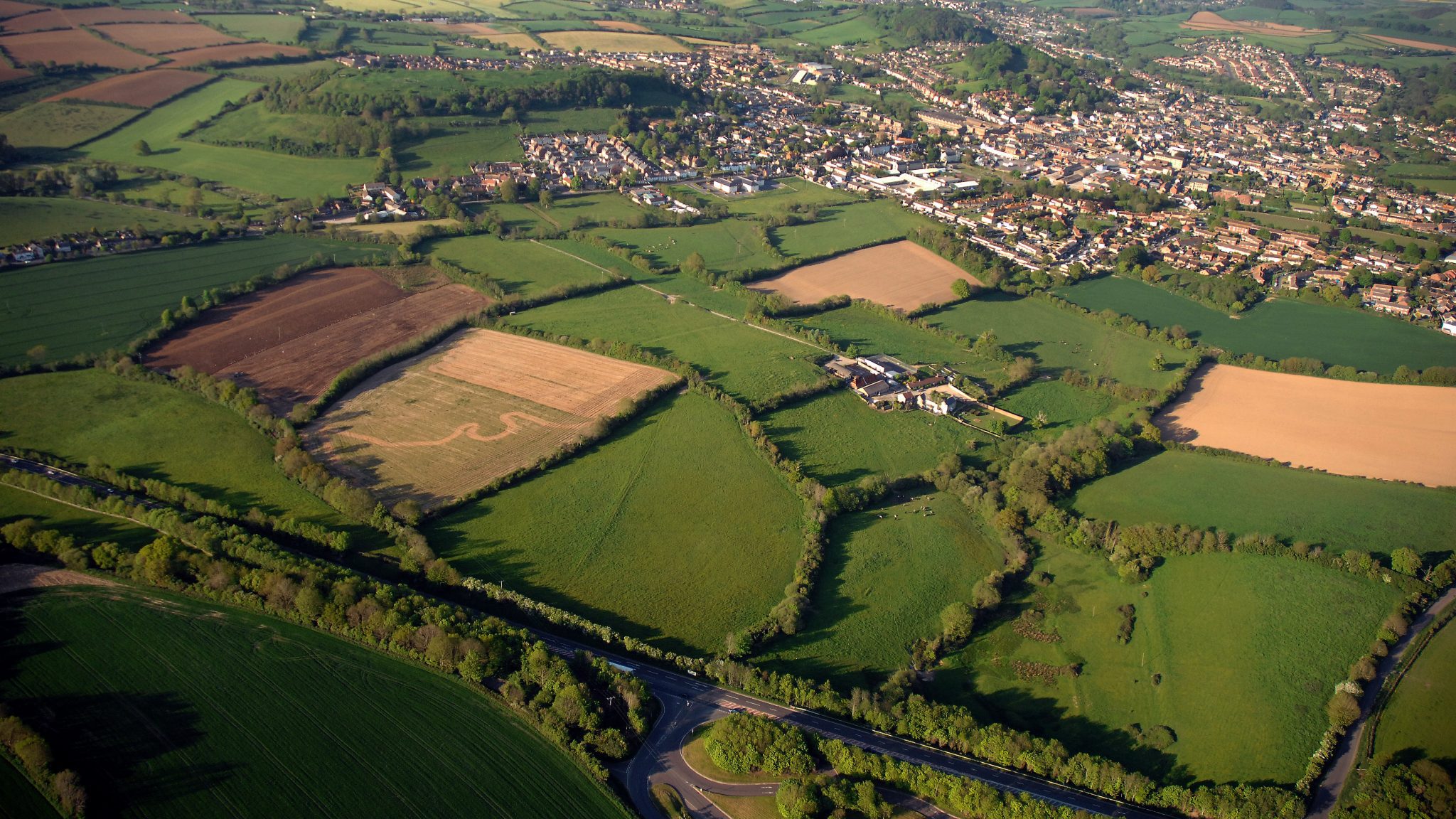 Strategic land at Bridport. Aerial.