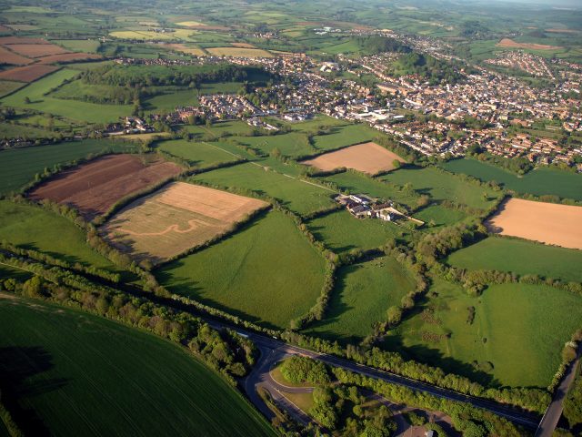 Strategic land at Bridport. Aerial.