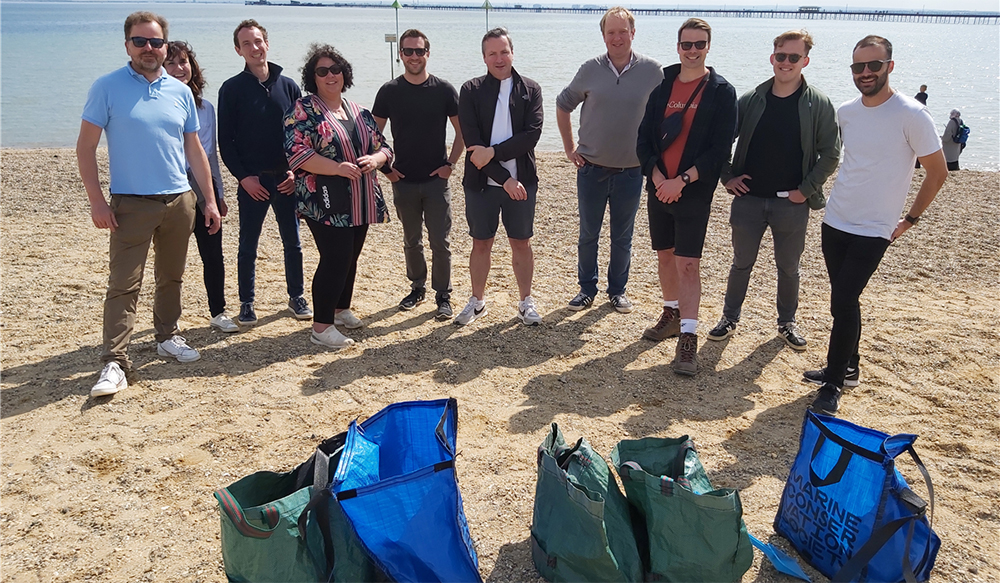 Hallam Land team cleaning the beach at Jubilee Beach Sunderland.
